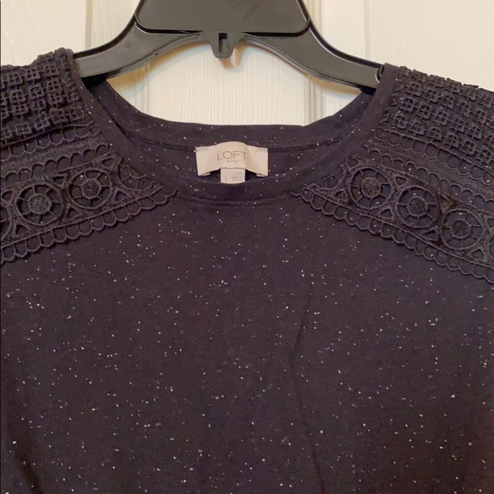 Black Speckled Loft Outlet Tank w/Lace Detailing